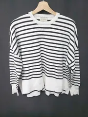 ◇ Θ UNITED ARROWS ユナイテッドアローズ ボーダー 長袖 ニット カットソー ホワイト ブラック系 レディース E  【1507230010858】