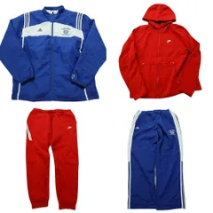 古着卸 まとめ売り ナイキ アディダス ジャージ ジャケット 4枚セット (メンズ Ｌ /XL ) ナイロン フーディー 中古 古着 NB6267