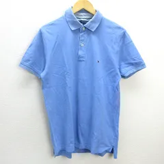 G■トミーヒルフィガー/TOMMYHILFIGER 半袖ポロシャツ/鹿の子地【L】水色/men's/135【中古】