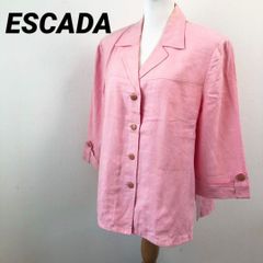 美品【エスカーダ】高級コットンノースリーブシャツ アイボリー金 
