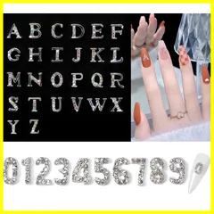 【在庫処分】イニシャル 数字 アルファベット 小さい アルファベット ネイルパーツ A-Z 数字0-9 Chisafly キラキラ 36点セット
