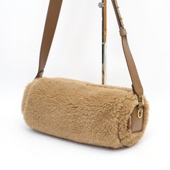 IS363)【未使用品】Max Mara マックスマーラ バッグ TEDDYROLLM テディベア ロールバッグ ミディアム ショルダーバッグ クラッチバッグ ブラウン 秋冬 モコモコ