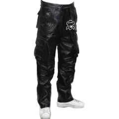 春夏メッシュ　ありそうでない本革 カーゴパンツ 柔らかくなめしバッファローレザー ツーリング UKスタイル