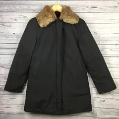 SHIPS★ファー付きダウンコート【レディースS/黒】フルジップ/サイドポケット/着脱可ファー/比翼仕立て/シップス◆BS88-01
