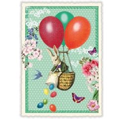 ポストカード  ドイツ 製  イースター 紳士 うさぎラメ  グリーティングカード  ウサギ ラビット　絵はがき 雑貨 小物 パタパタ民族