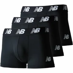 ニューバランス ボクサーパンツ 3枚セット メンズ USサイズ Newbalance プレミアムボクサー 股下3インチ 前閉じ 3Pパック 男性 紳士用  アンダーウェア 黒 ブラック ボクサーブリーフ 吸汗速乾 ドライ 下着/LAU13009-BKK