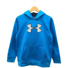古着 ジュニアYXL UNDER ARMOUR/アンダーアーマー 裏起毛 スウェットパーカー スポーツウェア プルオーバー フード 子供用 ブルー BTR7555 gl00456