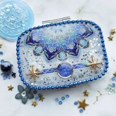 ★再販★　ブルー曼荼羅のピルケースver.2　ハンドメイドピルケース　ハンドメイドレジン　レジンピルケース　小物入れ