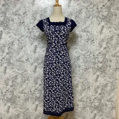 LAURA ASHLEY ローラアシュレイ　レディース　セットアップ　半袖　トップス　Tシャツ ブラウス　カットソー スクエアネック　レース　リボン　スカート　ロング　フレア　花柄【S】ネイビー　紺　ホワイト　白　清楚　可愛い　春　夏　フォーマル　パーティ