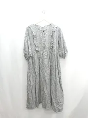 ◇ ⊂ SM2 サマンサ モスモス 綿麻混合 長袖 ロング ワンピース サイズF ダークグレー レディース E  【1503050035286】