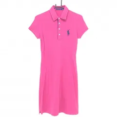 ラルフローレン 半袖ポロワンピース ピンク×ネイビー ロゴ刺しゅう  レディース S ゴルフウェア Ralph Lauren
