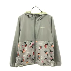 adidas NEO アディダス ネオ プリント 花柄 長袖 ジップパーカー M グレー 裏メッシュ トレーニング レディース 古着