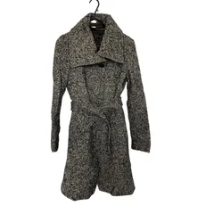 Z1553 Le Souk ルスーク ツイード ロングコート トレンチコート グレー ブラック 黒 レディース 38 ミディアム ベルト付き