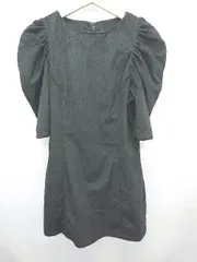 ◇ ⊇ NICE CLAUP ナイスクラップ コーデュロイ パワショル 半袖 ミニ丈 ワンピース サイズF ブラック レディース E  【1411070009869】