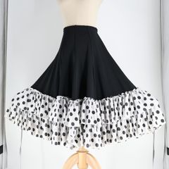 フラメンコ衣装】ブラック ファルダ ボランテ スカート 黒 水玉