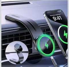 ★車載ホルダー スマホホルダー 車 携帯ホルダー マグネット ワイヤレス車載充電器 急速充電 スマホスタンド マグセーフ超強力 形状記憶合金 3M粘着シール 360度回転 超強磁力 安定性拔群 片手操作 車用品 iPhone/Android4-7インチ