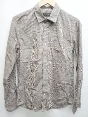 ◇ nano universe ナノユニバース ギンガムチェック 薄手 長袖 シャツ サイズL ブラウン メンズ P  【1406240016419】