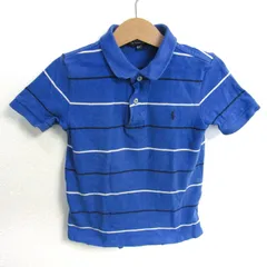 ポロバイラルフローレン ポロシャツ トップス 半袖 ボーダー柄 キッズ 男の子用 4/4Tサイズ 青×白×黒 Polo by Ralph Lauren 【中古】