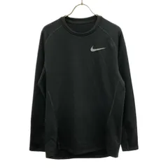 NIKE ナイキ ロゴプリント ボーダー柄 トレーニング 長袖 ストレッチ ウェア XL ブラック DRI-FIT トレーニング メンズ 古着