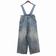 ニコアンド Niko and.. デニム パンツ ジーンズ ワイド オーバーオール サスペンダー付き M 薄青