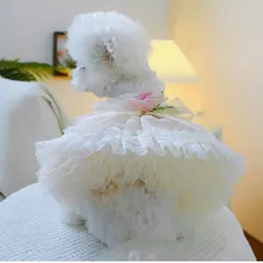 Mサイズ⭐︎犬・猫・兼用⭐︎薔薇付きゴージャスウエディングドレス⭐︎