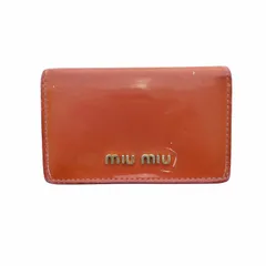 ミュウミュウ miumiu 財布 ウォレット カードケース エナメル リボン ロゴ 茶 ブラウン /JSのサムネイル