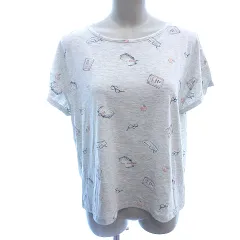 ジェラートピケ gelato pique ルームウェア カットソー Tシャツ ボートネック ロールアップ プリント 総柄 半袖 F グレー /AUのサムネイル