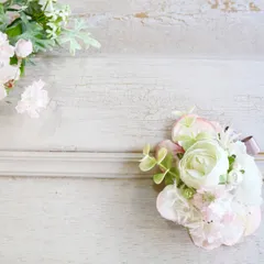 桜とカップバラのコサージュ　ピンク　ユーカリ　リボン　入園式　卒園式　入学式　卒業式　大人フォーマル