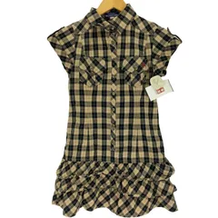 バーバリーブルーレーベル BURBERRY BLUE LABEL ロゴ 刺繍 ノバチェック フレンチスリーブ シャツ ワンピース レディース  36