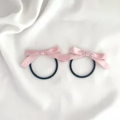 サテンリボン ヘアゴム ピンク 《2個セット》 ラプティフルール ヘアゴム リボンヘアゴム キッズヘアゴム サテンリボン ピンク お受験 入学式 卒業式 結婚式 入園式 卒園式 発表会  キッズ 子供 子ども こども