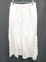 ◇ ⊂ SM2 サマンサ モスモス 花柄 ロング丈 フレア スカート サイズF ホワイト レディース P  【1409250013171】