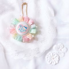 ハンドメイド　両面マタニティマーク　チュールロゼット　レインボー　完成品