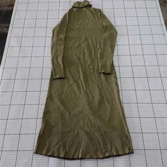 ◇ ⊇ JEANASIS ジーナシス リブニット 長袖 ロング ワンピース サイズF モスグリーン系 レディース E  【1509100068419】