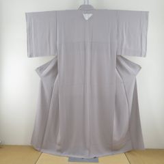 色無地 京茶染め 草木染め 袷 グレー 一つ紋 違い鷹の羽紋 証紙付き 正絹 広衿 仕立て上がり着物 身丈158cm