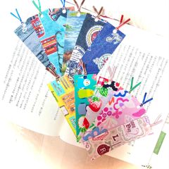 #1443 手作り布製しおり 文庫本用小さめ 女の子柄＆男の子柄6枚ずつ 12枚セット