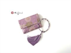 再販‼︎  お念珠入れ　ポケット付き　高級金襴…若紫《送料無料》