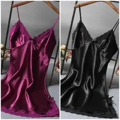 ⭐︎お得な２色セット⭐︎人気　ワンピース　艶　ネグリジェ　キャミソール　インナー　セクシー　コスプレ　紫色と黒色
