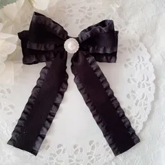 ❤️140ベロアフリルリボンバレッタ❤️ブラック