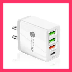 ★売れ筋★ 4台同時充電 PD36W急速充電器 4in1 USBタップ Type-cポート PD3.0+QC3.0 充電器 ACアダプター コンセントタイプC 旅行に最適 iPhone/Androidなど対応