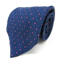 ヴァレンチノ ブランド ネクタイ 小紋柄 チェック柄 格子柄 シルク イタリア製 PO  メンズ ネイビー Valentino 【中古】