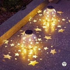 ガーデンオーナメント オブジェ 置物 ガーデンライト ソーラーライト ランタン ちょうちん型 吊り下げ アイアンスターライト 星 太陽光発電