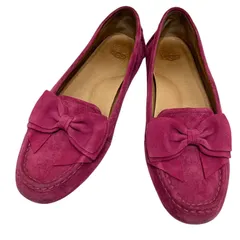 【美品】UGG アグ (23) モカシン ローファー リボン スリッポン パンプス フラット ヌバック 本革 レザー 希少カラー