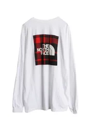 【お得なクーポン配布中!】 ノースフェイス 両面 プリント 長袖 Tシャツ メンズ レディース L 古着 The North Face アウトドア ロンT ボックスロゴ バックプリント 白