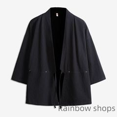 【新品未使用】甚平 羽織 メンズ和風 カーディガン 夏 七分袖 リネンシャツ 半袖シャツ 綿麻 羽織り 浴衣 ゆったり suZG580