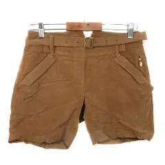 ガリャルダガランテ GALLARDAGALANTE ショートパンツ ショーパン コーデュロイ ベルト 切替 コットン 無地 F 茶 ブラウン ボトムス