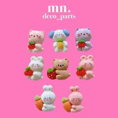 【1つ25円】★24個セット/各3点★まとめセット　デコパーツ　ハンドメイド　アニマル　うさぎ　くま　いぬ　ねこ