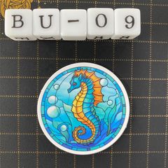 방수 스티커 해마 해양 생물 스테인드 글라스 풍 BU-9