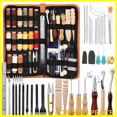 【特価商品】RMTIME ワックス糸 レザークラフトキット 革ワックス糸 セット 道具 ハンドメイド 64本 レザー DIY 手裁縫キット 裁縫針 指プロテクター 鉄則 はさみ 千枚通し 初心者 手芸 …