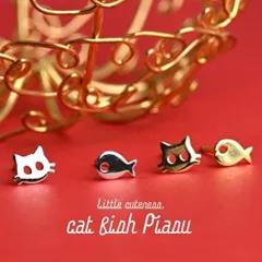 猫 ピアス ネコ レディース アクセサリー キャット ねこ 魚 モチーフ スタッドピアス 小さめ 小ぶり アクセ 耳飾り アシンメトリー 片耳 両耳 スタッド シルバー ゴールド 動物 アニマル かわいい きれいめ おしゃれ 個性的 誕生日 プレゼント ギフト