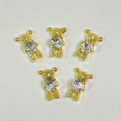 ハート抱っこくまさん ゴールド ５個セット クリスタルストーン